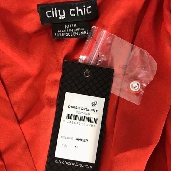 New! City Chic Opulent Faux Wrap Amber Cocktail Party Fall Midi Dress - Picture 14 of 16